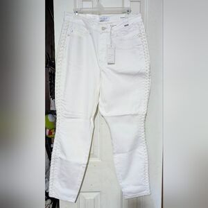 NWT Judy Blue White Midrise Jeans with Braided Detail 14W